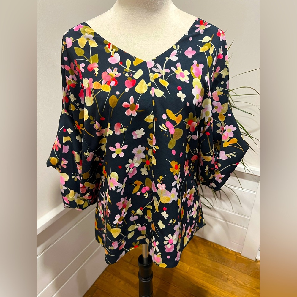 CAbi large floral blouse